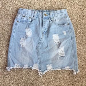 Distressed Jean Skirt